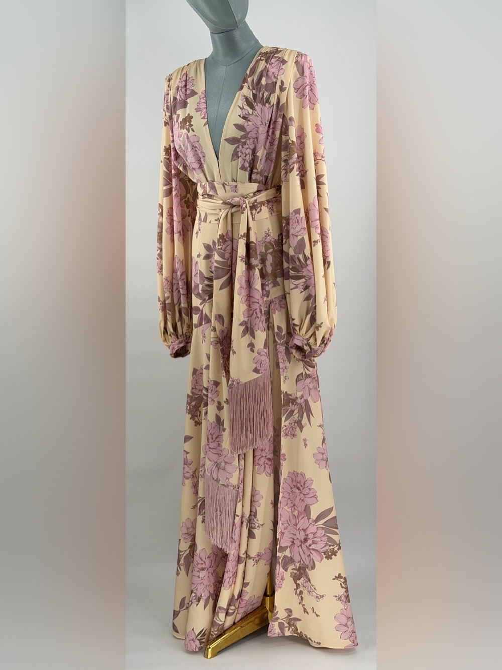 🆕 BRONX & BANCO 🧿 NWOT Magnolia Carmen Belted Fringe Gown, Blush - Sz XS US 2 - Picture 12 of 15